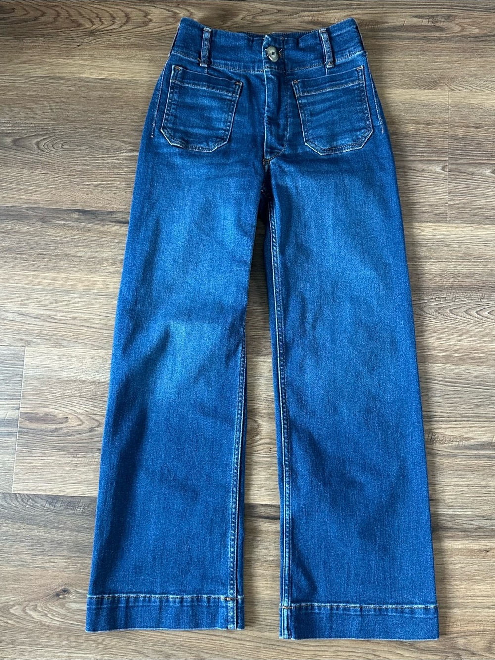Maeve Anthropologie Colette Wide Leg Denim Jeans Blue 24P Full Length Stretch